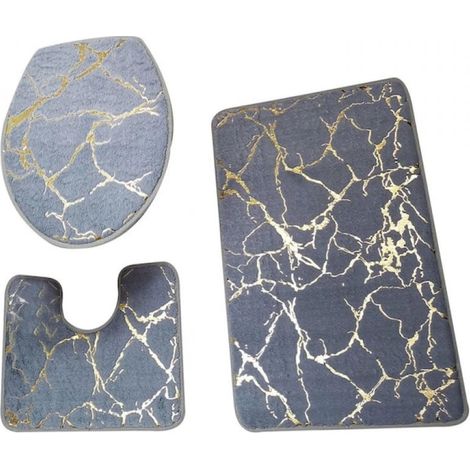 3-teiliges Badezimmerteppich-Set, Fokelyi, grau, 50x80cm, 50x45cm, 50x40cm - 3-teiliges Badezimmerteppich-Set, Fokelyi, grau, 50x80cm, 50x45cm, 50x40cm (1/5)