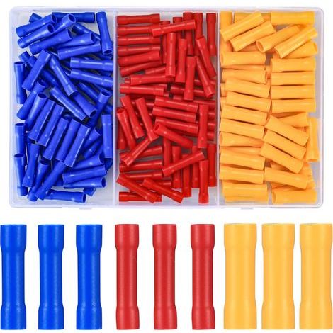 Set di 160 Connettori, Capicorda Automobilistici a Compressione Tondi, Connettori con Terminali Isolati e Capicorda a Compressione per Fili Elettrici Diritto (1/4)