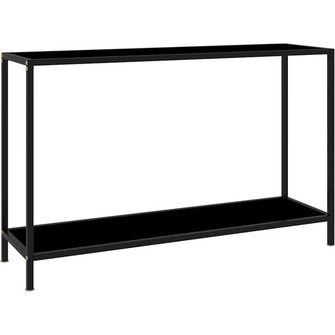 Table console noire 120 x 35 x 75 cm en verre trempé et acier thermolaqué - PANGIVO (1/5)