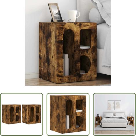 Étagères -  Table de chevet 2 pcs Chêne fumé 40 x 35 x 50 cm (1/5)