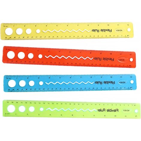 Règle en plastique souple 30 cm, lot de 4, résistante à l'usure (1/5)