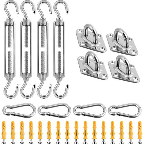 M5 Tendeur Cable Acier Inoxydable, 44Pcs Kit de Fixation pour auvent de Jardin, Tendeur Fil Crochet Et Crochet, Réglable Polyvalent Tendeur Ridoir pour Pare-Soleil, Séchage des Vêtements, Tente (1/5)