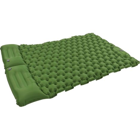 Matelas gonflable ergonomique à pédale avec sac de rangement, vert, idéal pour le bureau, le camping et les activités de plein air. (1/5)