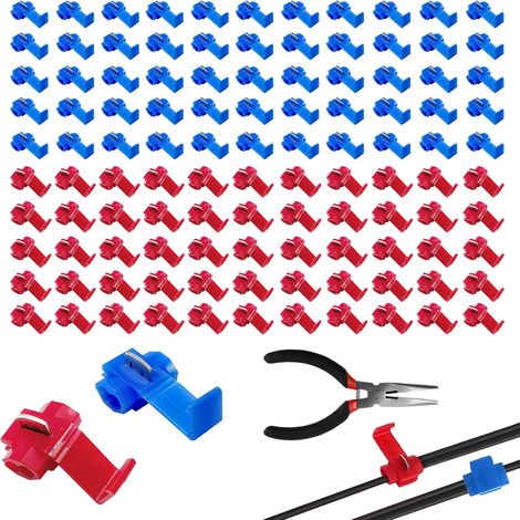 112 Pièces Cosse Electrique, Connecteur Automobile, Scotch Lock Connecteur Rapide Set with Raccord Electrique, Pincettes pour Automobile, le Câblage, Câbles, Circuits(56 × Rouge, 56 × Bleu) (1/5)