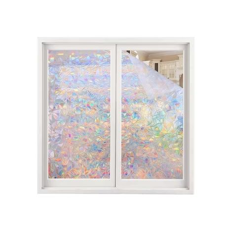 Sticker fenêtre décoratif 3D – film statique arc-en-ciel – 30 × 100 cm – protection solaire et anti-UV pour maison