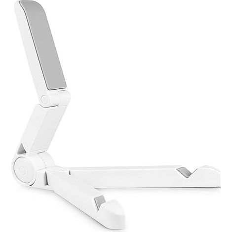 Support de tablette réglable à angles multiples, pliable et portable, compatible avec iPad Pro/Air/Mini et iPhone 15/14/13 (matériau en silicone antidérapant), compact et élégant, blanc. (1/2)
