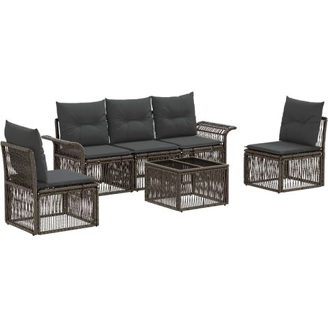vidaXL Set Divano da Giardino 6 pcs Grigio polyrattan