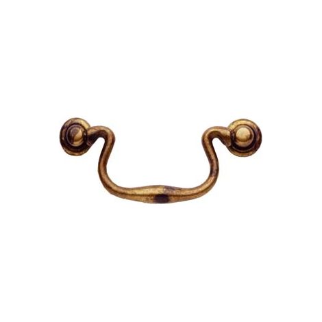 MANIGLIE PER MOBILI SNODATE MOD.03019 IN OTTONE ANTICATO- - mm.86x40h. - interfori mm.64 - 5 pezzi METALSTYLE