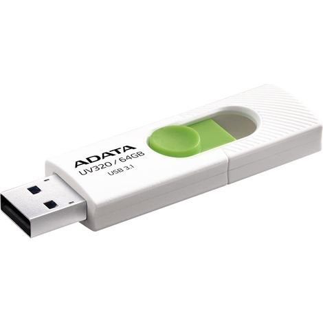 Memoria USB Adata UV320 de 64 GB USB 3.1, color blanco-verde. (1/3)