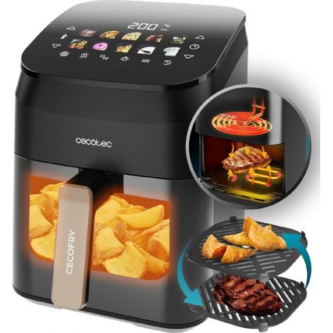 Cecotec Freidora de Aire sin Aceite 11L Plancha Grill Doble Resistencia Ahumador Integrado Air Fryer Cecofry&Grill Smokin' 11000. 2200W, Temperatura Regulable 40-200°C, 10 Menús (1/5)