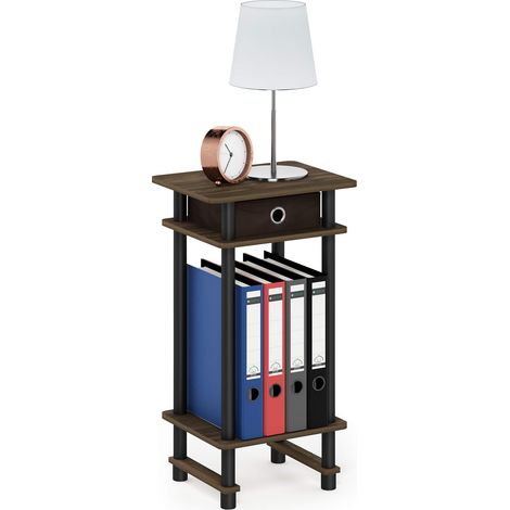 Table de Bout Haute avec Bac, Noyer Columbia/Noir/Brun Foncé, One Size, Paquet de 1 (1/5)