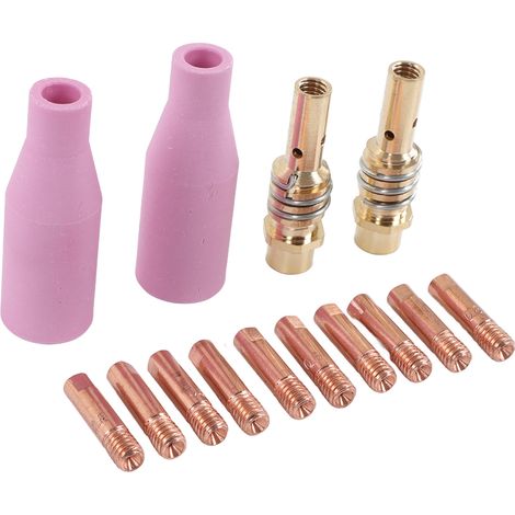 Kit d'accessoires pour pistolet de soudage MIG 14 pièces : torche plasma, coupelle de protection en céramique, tige de connexion, buse de contact pour 15AK (1/5)