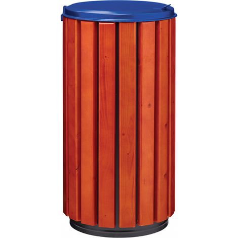 Corbeille à poser ou à fixer Zeno Protec - 80l - bois vernis / bleu outremer - RAL 5002 (1/3)