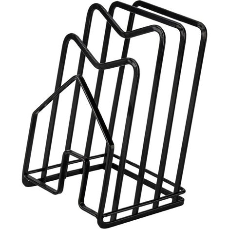 Aufbewahrungsständer für Schneidebretter, multifunktionaler Halter für Töpfe, Pfannen und Deckel aus Gusseisen, gute Belüftung, Küchenarbeitsplatten-Organizer, schwarz, Standardgröße (1/5)