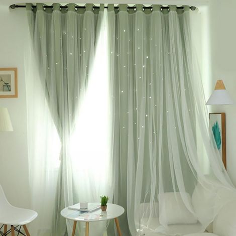 Rideau Occultant - Rideau à Étoiles pour Chambre d'Enfant - Pour Fenêtre Française - 100 % Polyester - 39 x 78 Pouces (1/5)