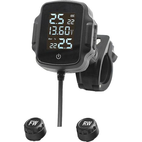 Système de surveillance de la pression des pneus de moto (TPMS) avec alarme de température des pneus et QC 3.0 (1/5)