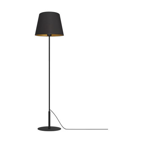 Lampada da terra Arden nera, interno oro, E27 15W Luminex