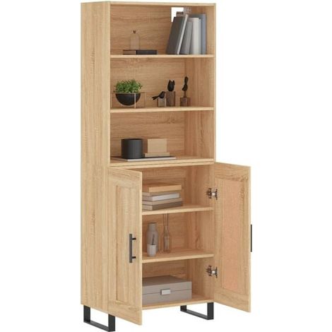 Buffet de Rangement Haut 180 cm, Meuble de Cuisine et Salon en Bois d'Ingénierie, Style Chêne Sonoma, 69.5x34x180 cm (1/5)