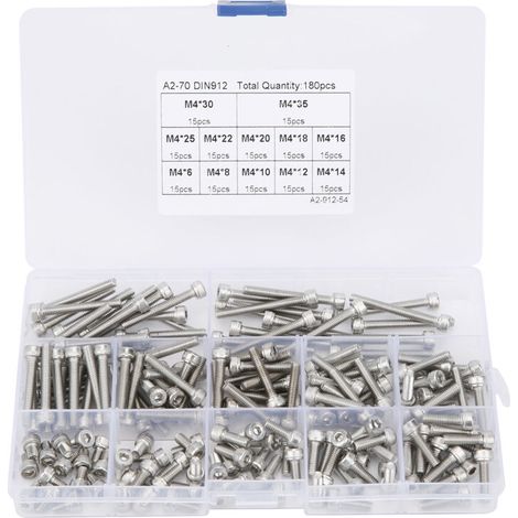 Ensemble de clous et capuchons à six pans creux en acier inoxydable 304 de différentes longueurs (180 pièces (M4)) (1/5)