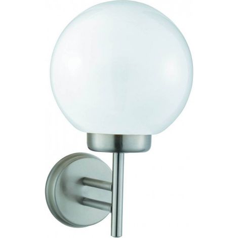Orb Lantern Support mural extérieur 1 flamme, acier inoxydable, abat-jour blanc, dimmable blanc