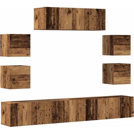 Maison Exclusive - Set Mobile TV 7 pz Montato a Parete Legno Antico in Truciolato