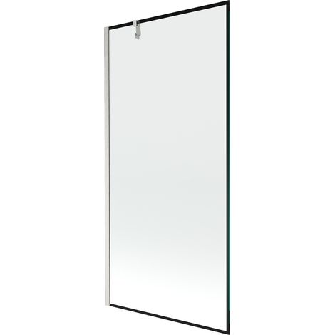 Mexen Next Badewannenwand 1-flügelig 90 x 150 cm, schwarzes Muster, gebürsteter Nickel - 895-090-000-00-70-97 (1/5)