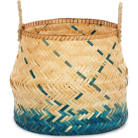 Panier bambou naturel et bleu (1/4)