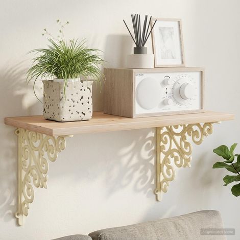 vidaXL Soportes para estanterías de pared 2 uds. Blanco antiguo (1/5)