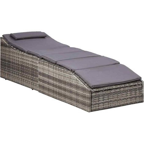 Maison Exclusive - Lettino Prendisole con Cuscino in Polyrattan Grigio (1/5)