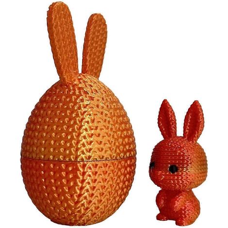 (1 lot, rouge et doré) Œuf de Pâques imprimé en 3D avec lapin à l'intérieur d'un panier de Pâques (1/5)