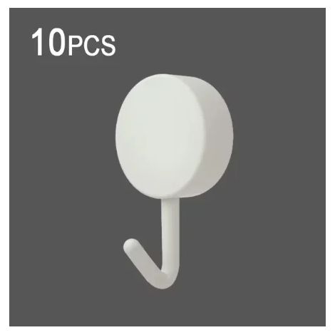 (Lot de 10 crochets blancs) Crochets muraux auto-adhésifs résistants, sans perçage, pour manteaux, sacs, portes de salle de bain, porte de cuisine, porte-serviettes, accessoires de rangement pour la m (1/5)