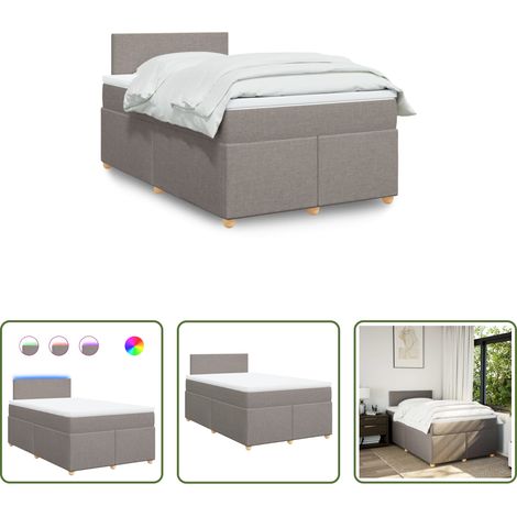 Matelas à ressorts ensachés - Sommier à lattes de lit avec matelas taupe 120x190 cm tissu (1/5)