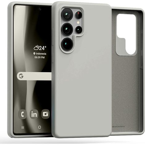 Funda de silicona color piedra mercurio para Samsung Galaxy S25 Ultra.