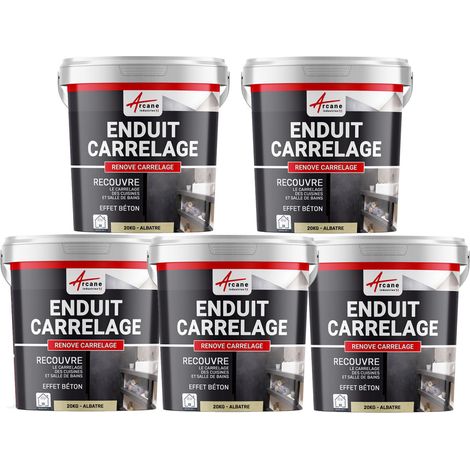 Enduit carrelage, salle de bain, cuisine, mural et sol, recouvre et rénove, faïence, masquage, renove carrelage - Offre Spéciale : 5 x 20KG Albatre - ARCANE INDUSTRIES