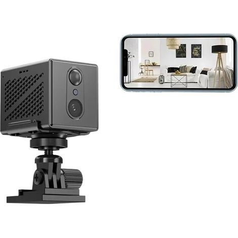 Mini caméra IP WiFi 3MP, Batterie Rechargeable 2400 mAh intégrée, détection Humaine, Zoom x5, Surveillance intérieure(3MP with 32G Card) (1/5)