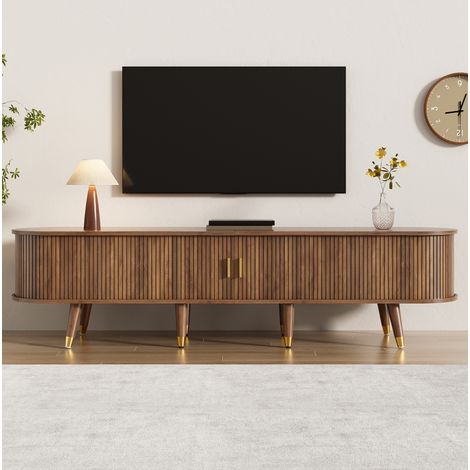 meuble tv rangement 175 cm MDF noyer bois naturel salon OKMYHOME (1/5)