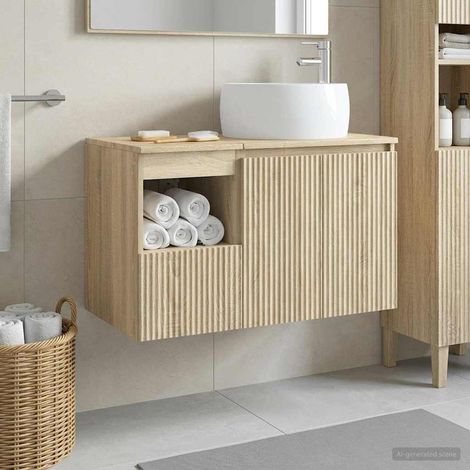 vidaXL Bathroom Furniture Set 2 pcs Sonoma Oak Engineered Wood (1/5)