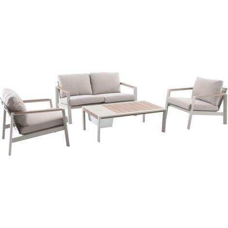Salon de jardin alu Nouma Beige - 4 places - Jardideco