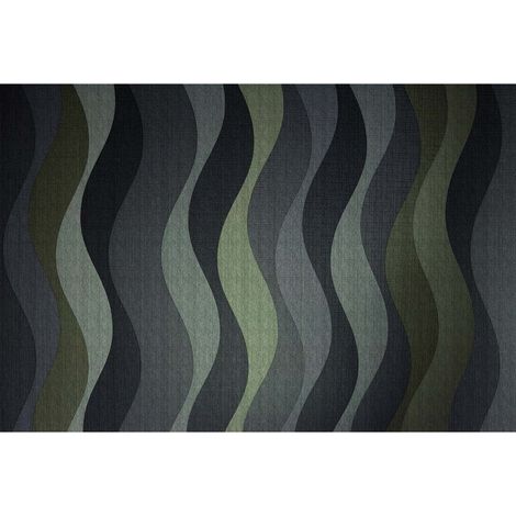 Papier peint panoramique à motif vert tendance Tapisserie panoramique original pour salle à manger Papier peint panoramique graphique rétro (1/2)