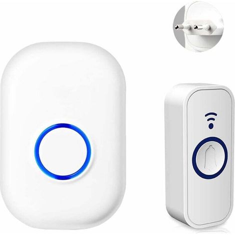 Sonnette sans fil, 58 sonneries électroniques et 4 volumes. Kit de sonnette sans fil intérieur/extérieur avec flash LED, émetteur et récepteur inclus. - BDD (1/5)