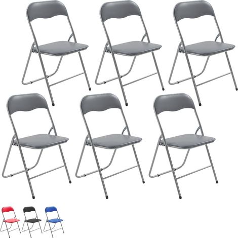 6 Sedie Pieghevoli Imbottite Flash Grigie - Sedia slim salvaspazio con telaio in Metallo, Seduta in PVC e Piedi Antiscivolo - Misura aperta 44x47x82 c (1/5)