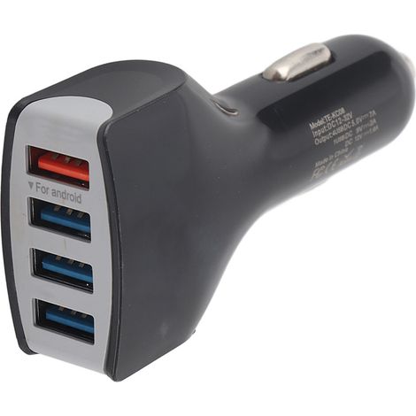 Chargeur de voiture à charge rapide QC 3.0, chargeur de téléphone de voiture multifonctionnel USB à 4 ports, noir (sans marque) (1/5)