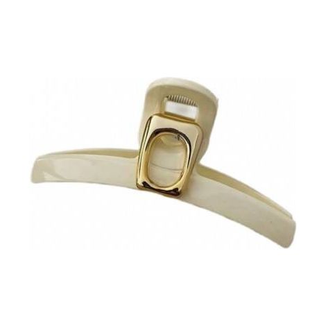 Pinza para el cabello Ecarla con decoración dorada, 11 cm, blanca SP304B (1/4)