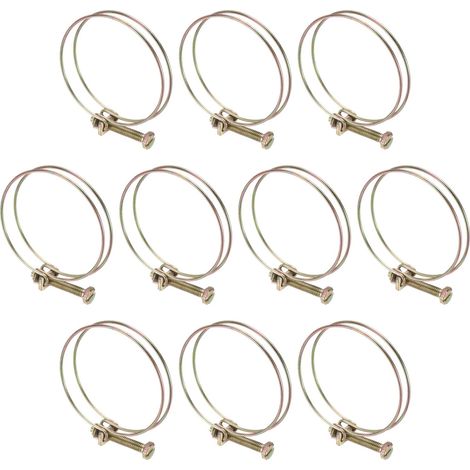 10pcs Colliers De Serrage Réglables À Double Fil 62-66mm En Acier Au Carbone Pour Tuyaux Flexibles PVC Caoutchouc Pour Collecteur De Poussière Pompe À Eau Piscine (1/5)
