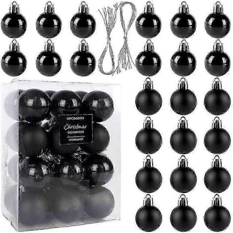 Lot de 24 boules de Noël noires incassables (1/5)