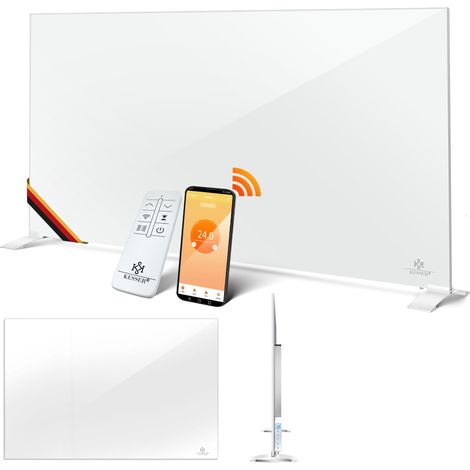 KESSER® Infrarotheizung, Aluminiumheizung Energiesparend 2in1 Standgerät & Wandmontage, Elektroheizung mit Erkennung Offener Fenster + Fernbedienung, APP-Steuerung, Weiß / 520W
