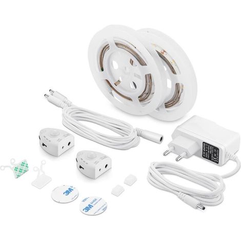 Détecteur de mouvement Bande LED, Ruban Lumineux Capteur pour Lit, Bandeau Éclairage Réglable avec Prise AC (Lot de 2) (1/5)