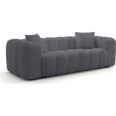 Canapé fixe SFERA AUCUNE 3 places tissu Lincoln gris anthracite L240 x P100 x H80 cm (1/5)