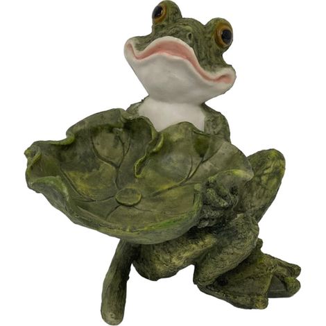 Dekofigur Frosch Blatt Vogeltränke 22,5 x 19,5 x 24,5 cm