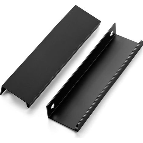 Lot de 6 Poignée de Meuble, Poignée Invisible, Poignée Meuble en Alliage d'Aluminium, Entraxe 128mm, Noir